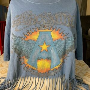 Blue Aerosmith Fringe T-Shirt